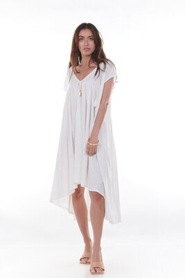 Robe sans manche fluide bohème col v -Chantal B, COULEUR: BLANC, TAILLE: L/XL