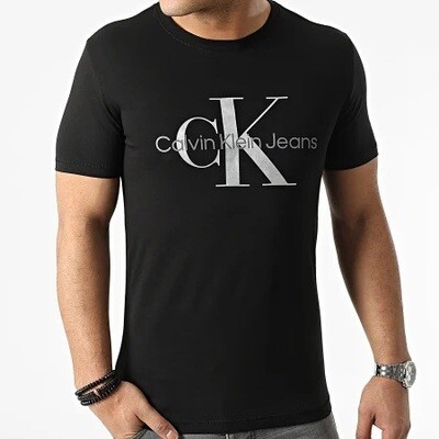 ​T-shirt Homme Noir- Monogramme- Calvin Klein Argent
