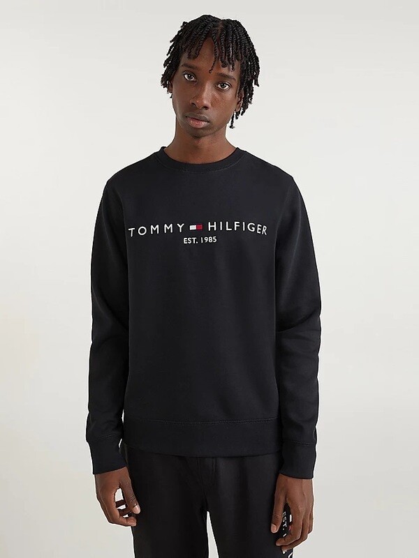 Sweat Homme noir brodé Col Rond Tommy Hilfiger, TAILLE: S