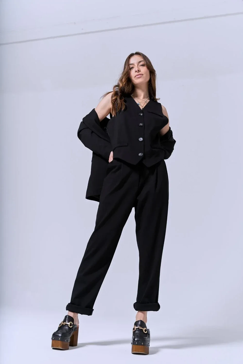 Pantalon Femme à pince Noir Vérone -CHANTAL- B