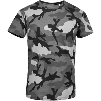 T-shirt Homme en coton imprimé camouflage noir et blanc