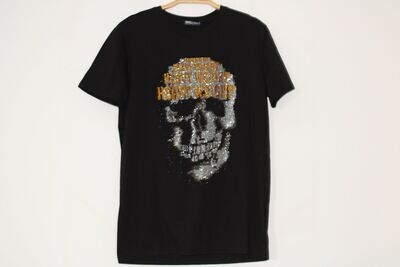 T-shirt Homme Col Rond Imprimé -Tête De Mort Strass