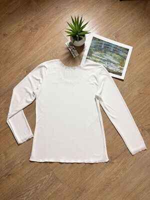 t-shirt basic femme - coton côtelé - finition dentelle- Curvy