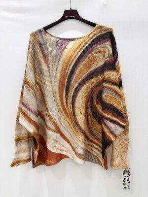 Pull Col Rond Femme "Abstraction terreuse "-Demi-Saison