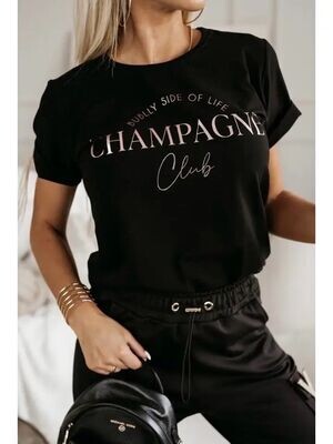 T-shirt femme -écriture champagne club sur l'avant