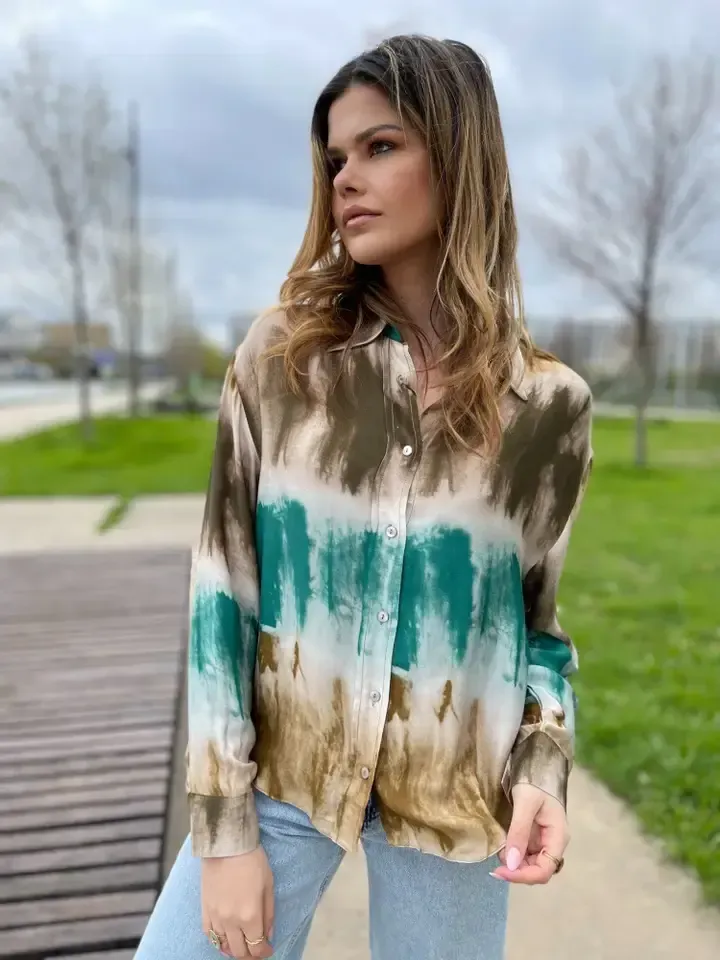 Chemise Femme Fluide Tie and Dye - Couleurs Automnales