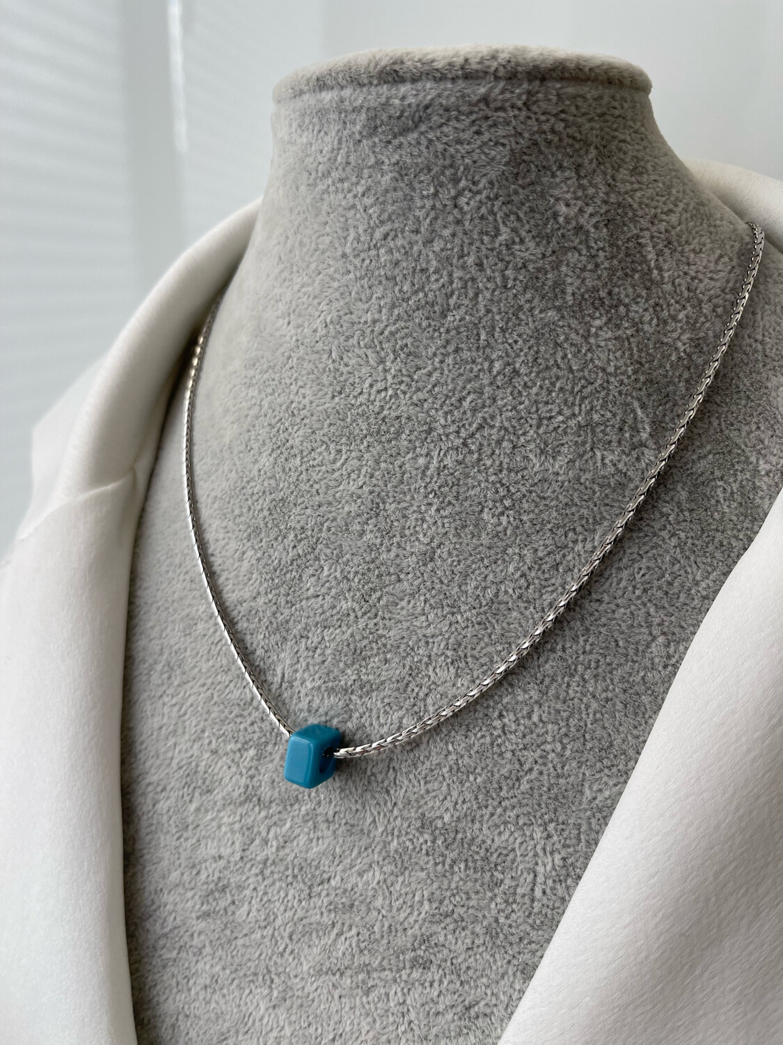 Halskette mit blauem Stein silber 40cm
