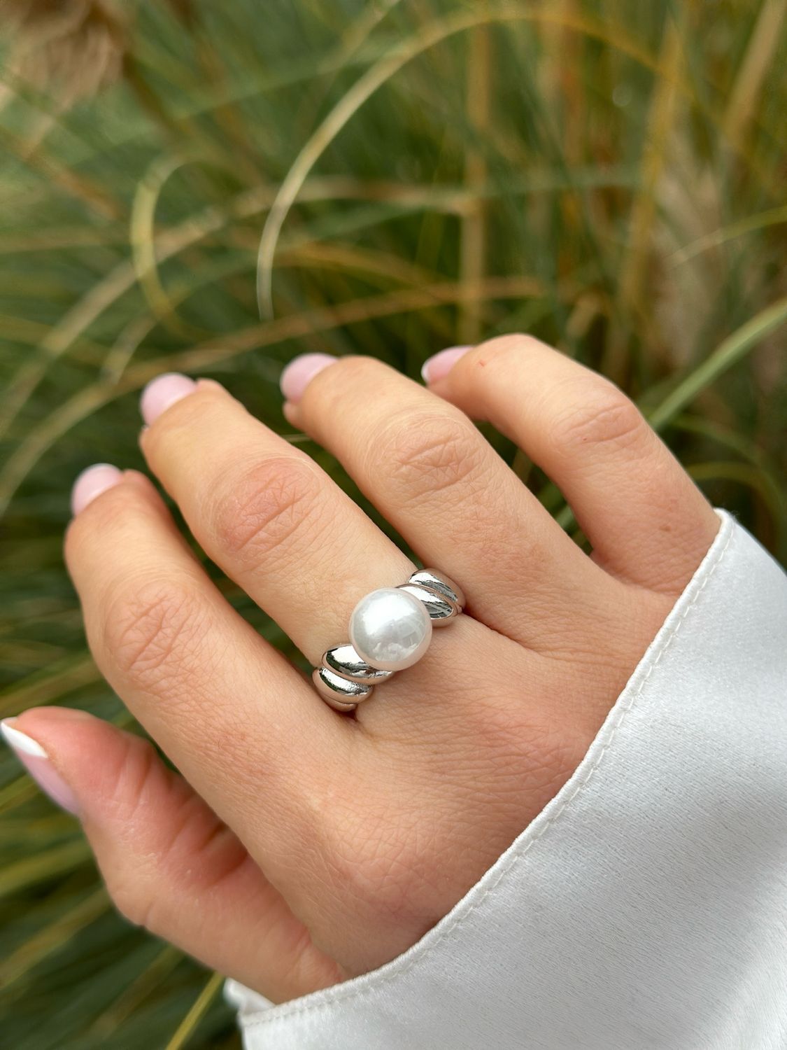 Ring silber Perle