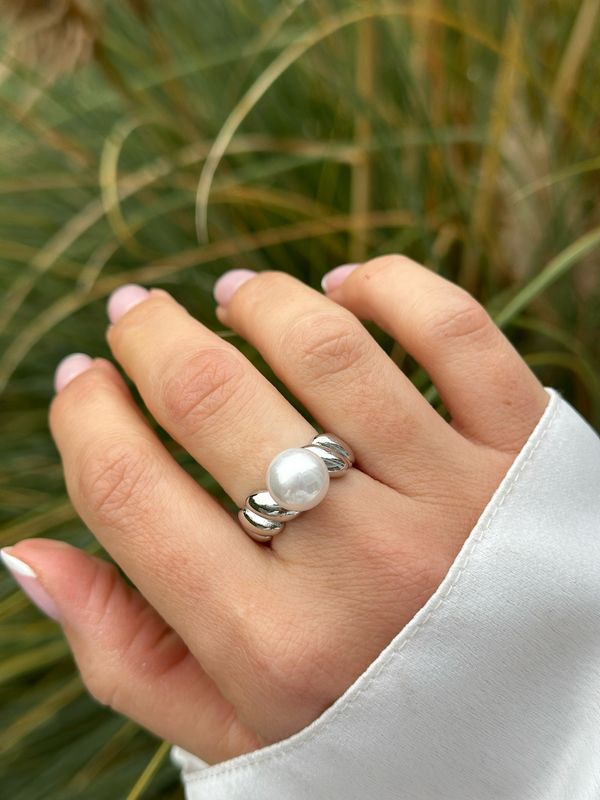 Ring silber Perle