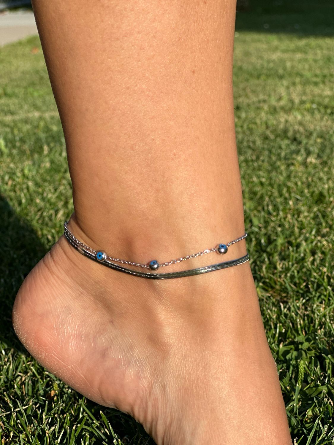 Fusskette Edelstahl silber NEW
