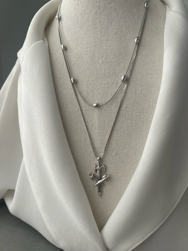 Halskette silber Edelstahl 2er Set NEW