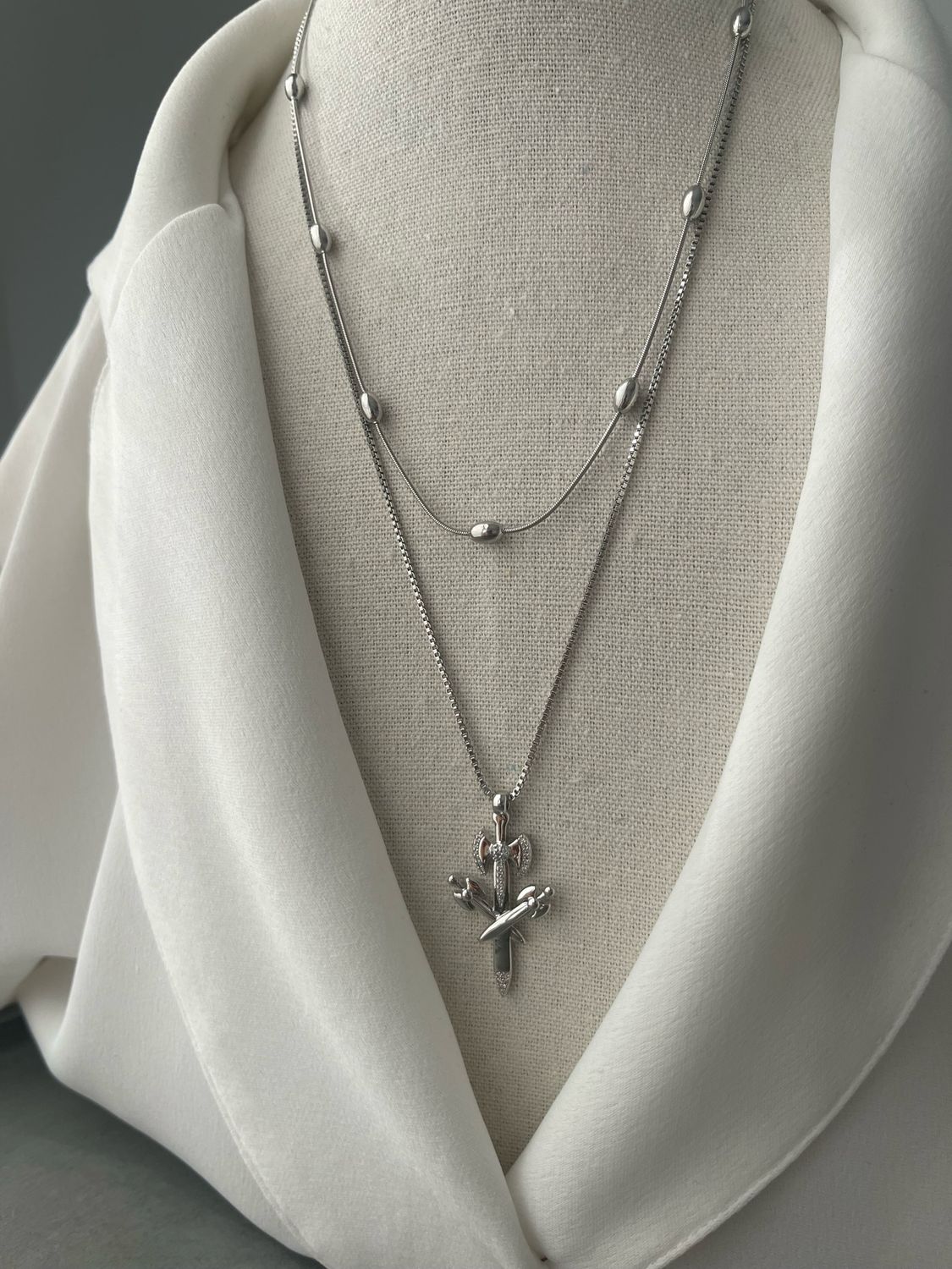 Halskette silber Edelstahl 2er Set NEW