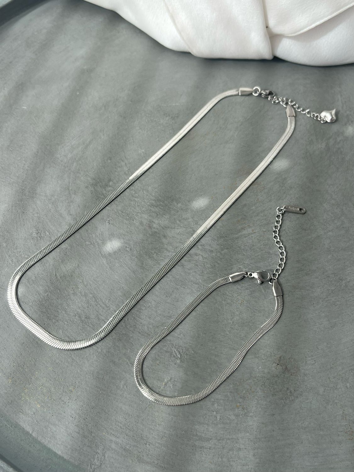 2er Set Hals- und Armkette silber NEW
