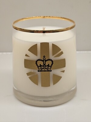Limited Edition Coronation Soy Wax Candle - Clear glass with gold rim