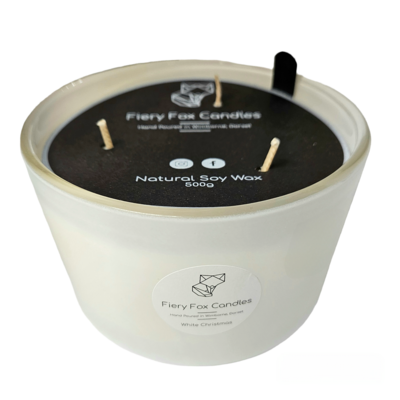 Three Wick 50cl Soy Wax Candle - White Christmas