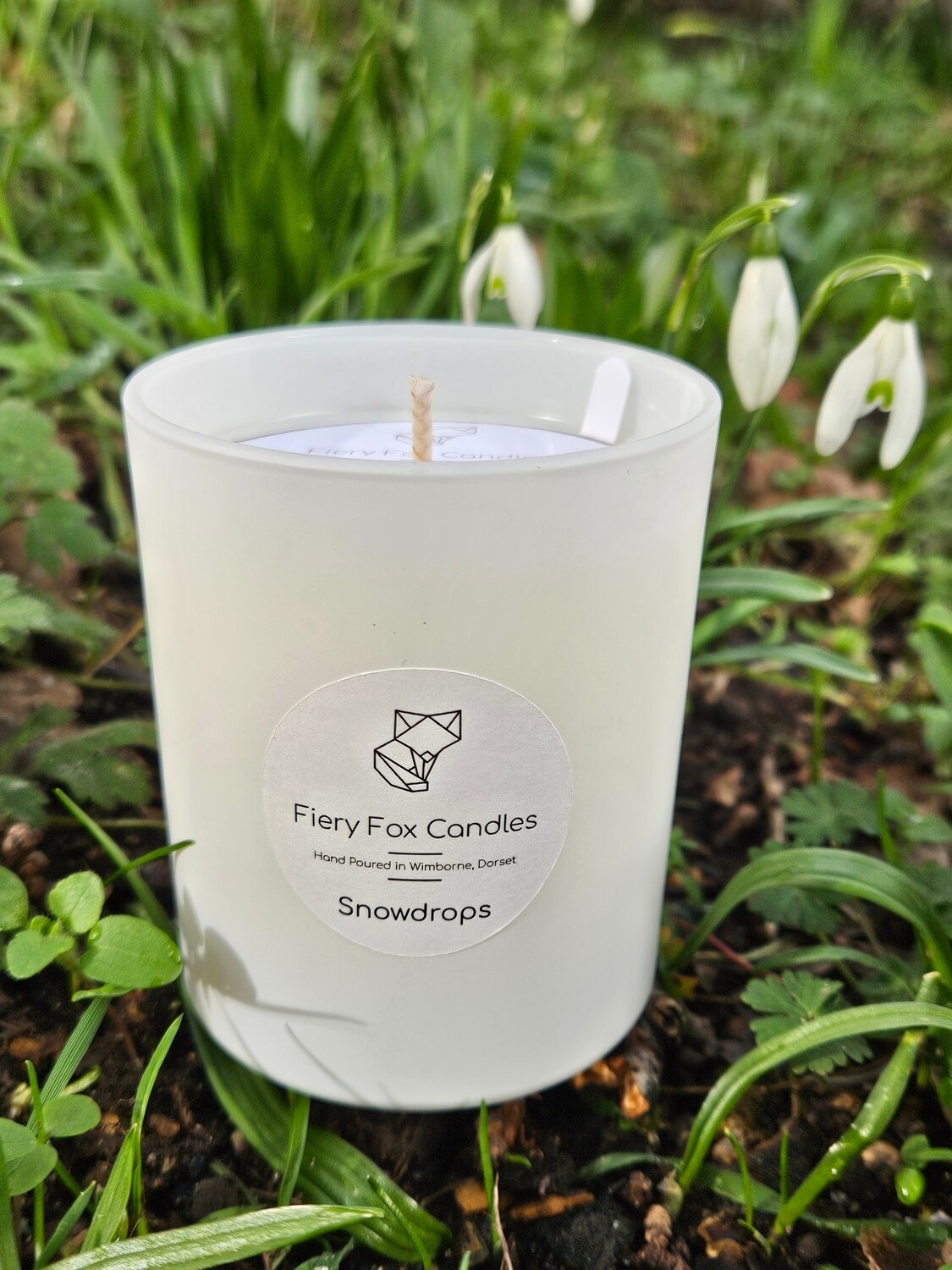 'Snowdrops' scented 20cl Soy Wax Candle (in white glass)