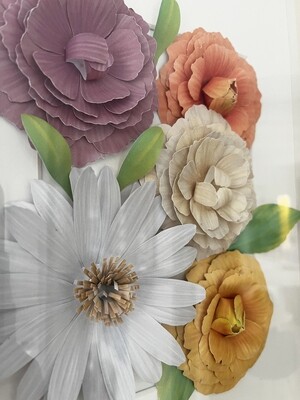 Handcrafted paper flowers in Box Frame