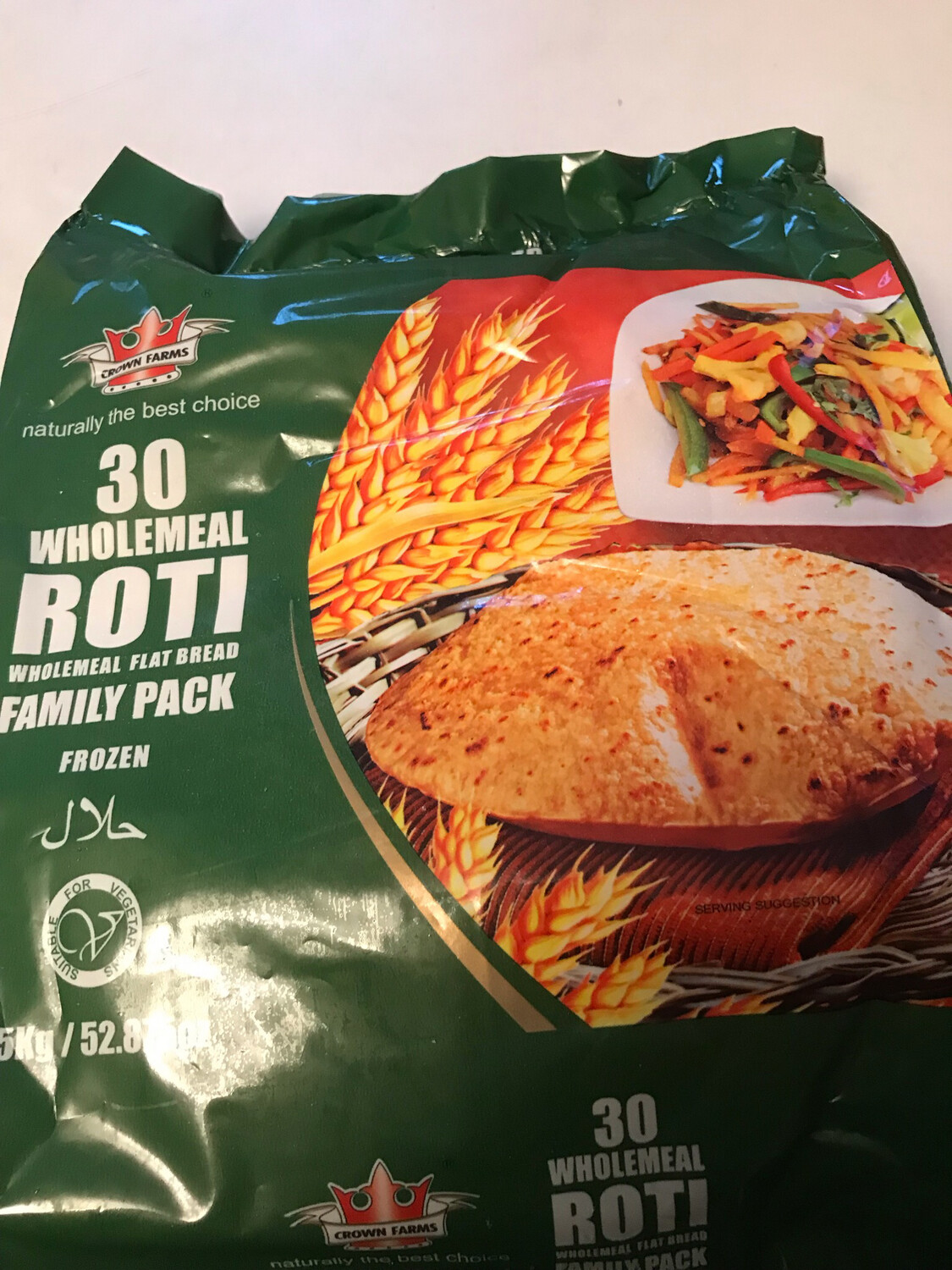 WHOLEMEAL ROTI CROWN MEALS 30 PCS