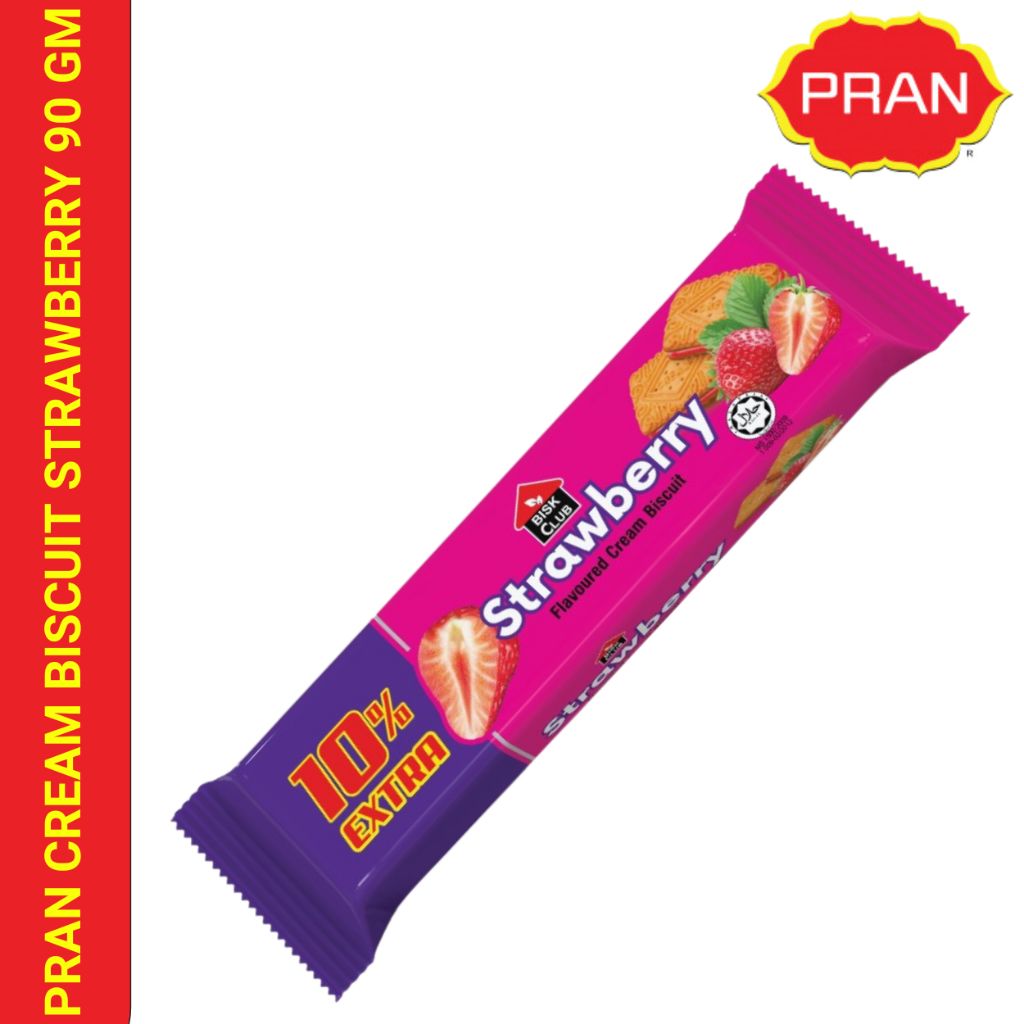 PRAN STRAWBERRY CREAM BISCUIT 90G – 12 PCS