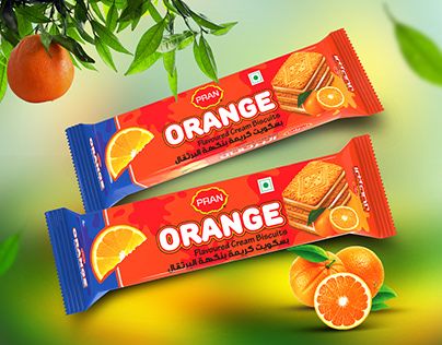 PRAN ORANGE CREAM BISCUIT 90G – 12 PCS