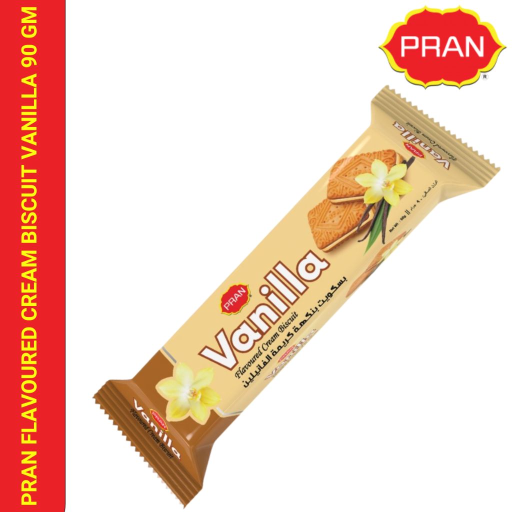 PRAN VANILLA CREAM BISCUIT 90G – 12 PCS