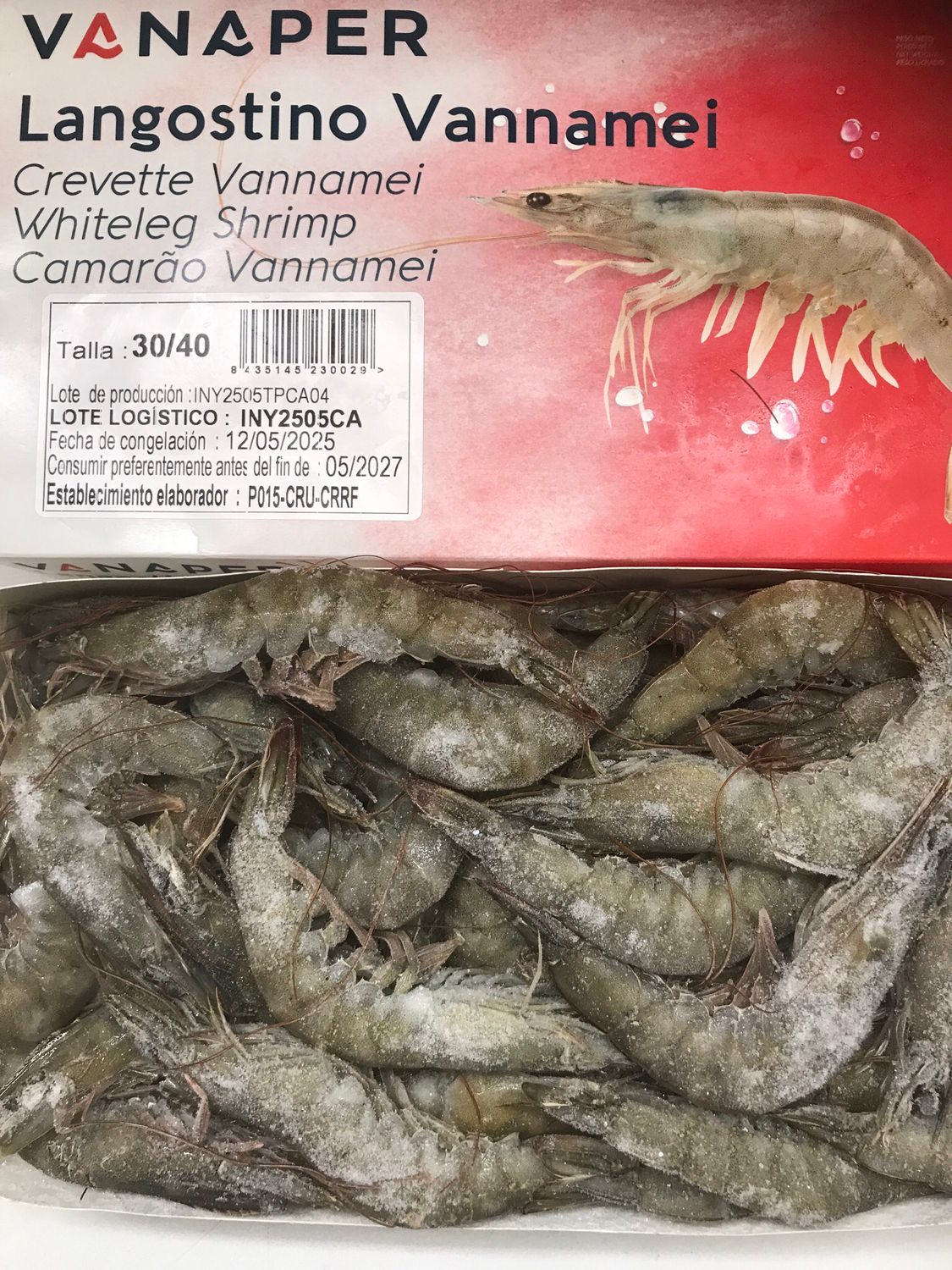 SALE - SHRIMP - HEAD &amp; SHELL ON 30/40 - 2 KG PACK