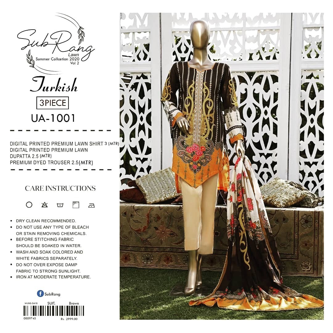 Sub Rang Lawn Collection 3 pieces suits