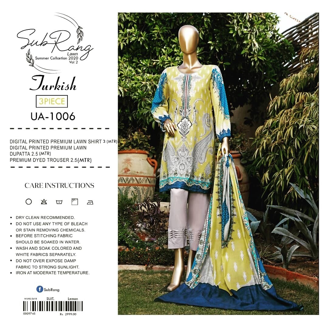 Sub Rang Lawn Collection 3 pieces suits