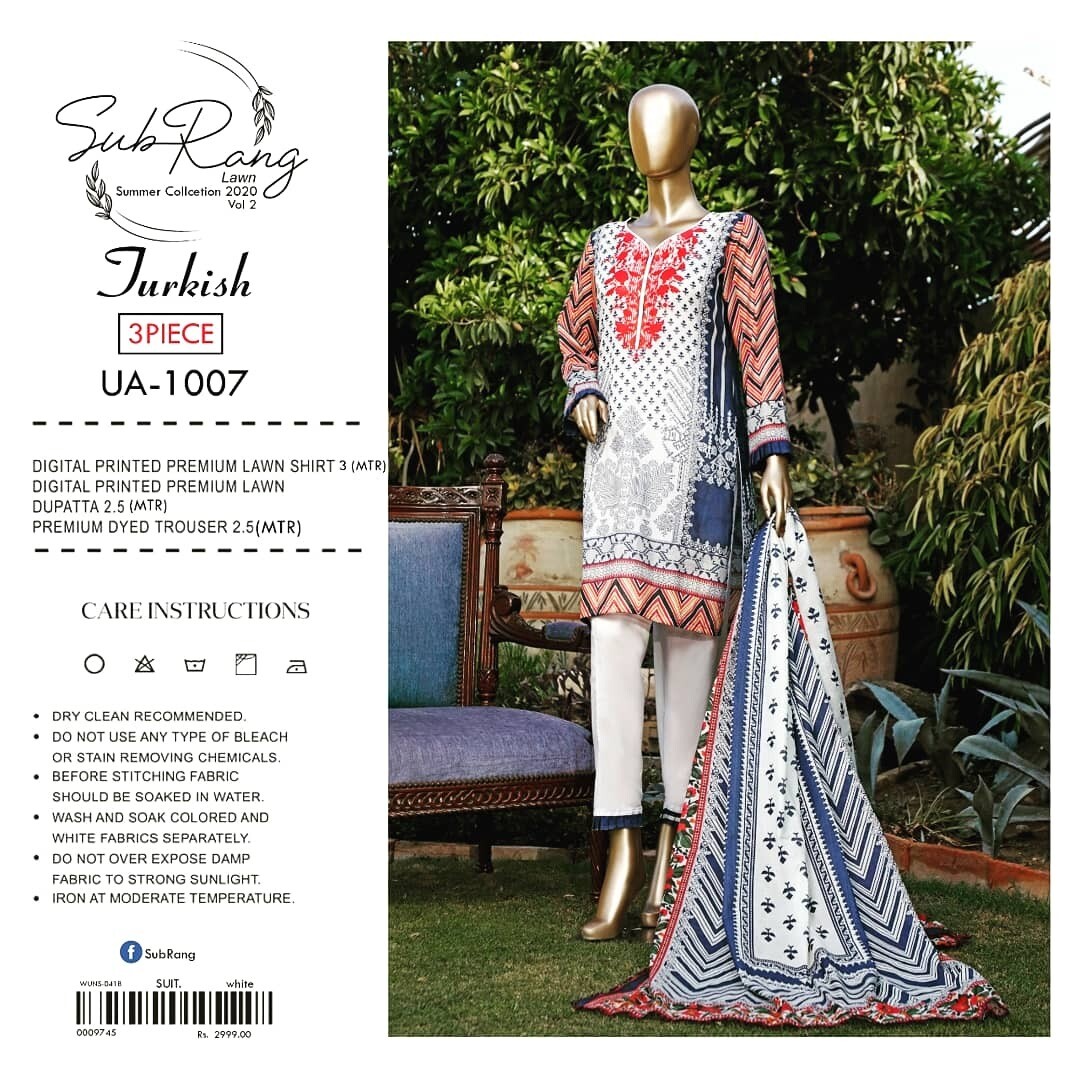 Sub Rang Lawn Collection 3 pieces suits