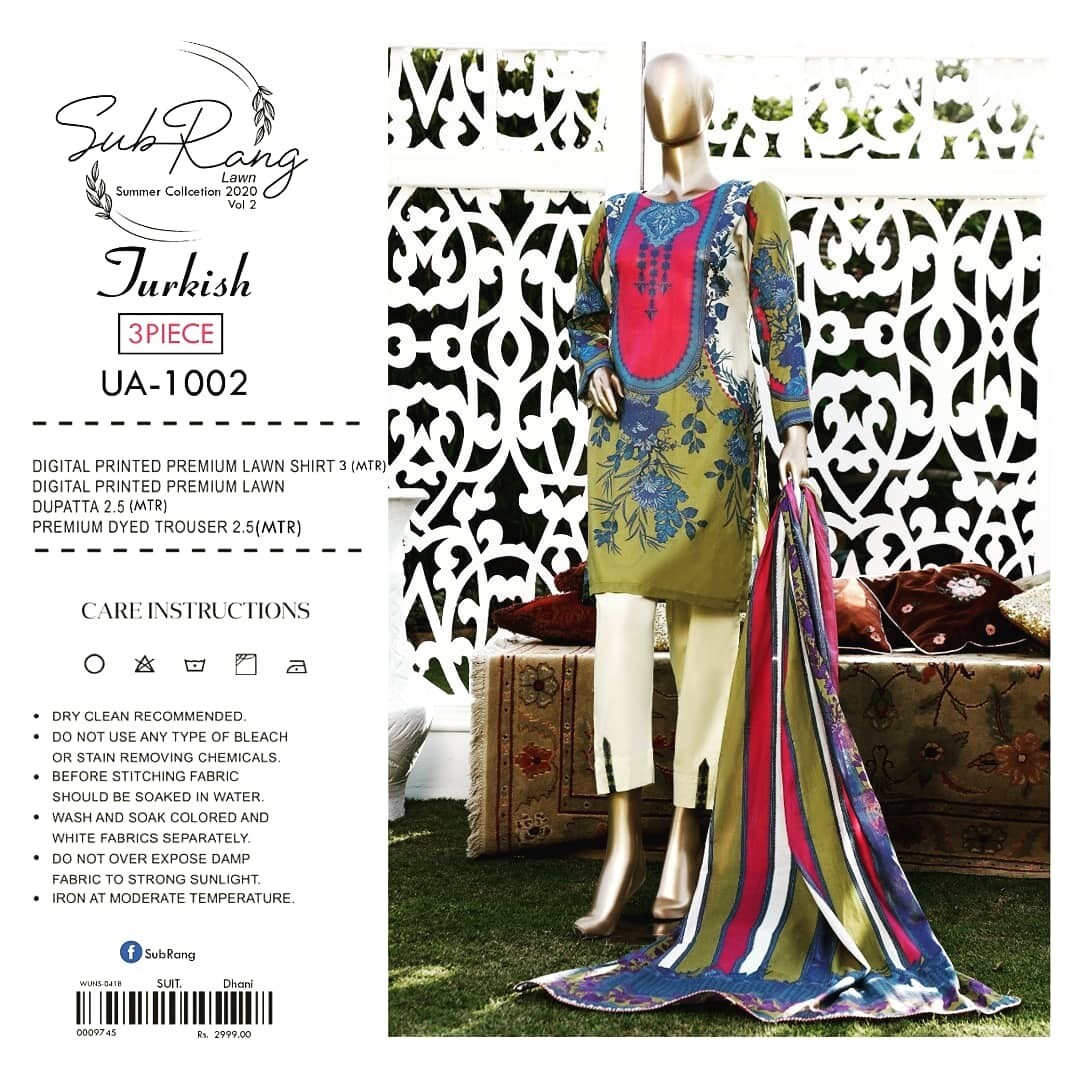 Sub Rang Lawn Collection 3 pieces suits