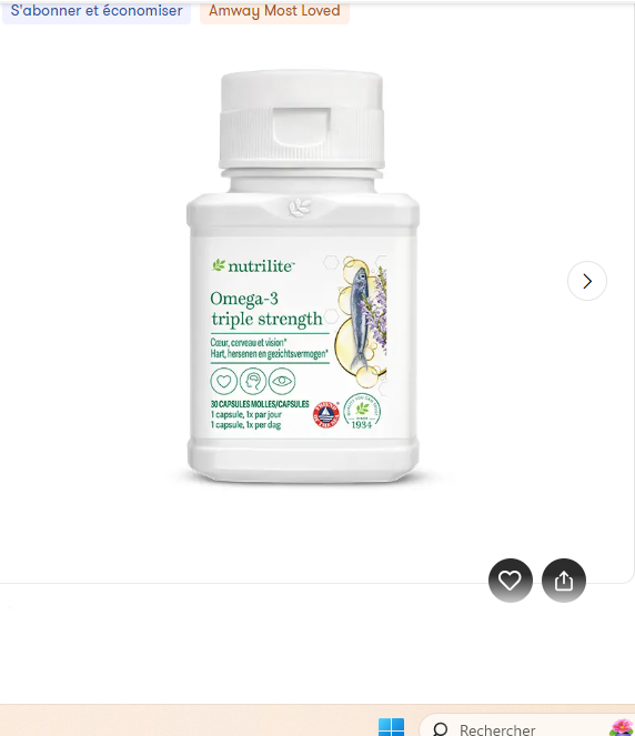 Huile de poisson Omega-3 Triple Strength Nutrilite™ - 30 capsules