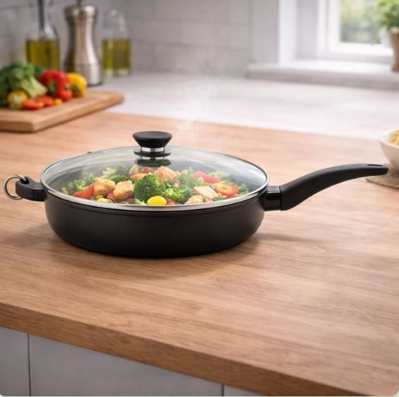 Poêle Antiadhésive avec couvercle, 24 cm -  ​iCook™