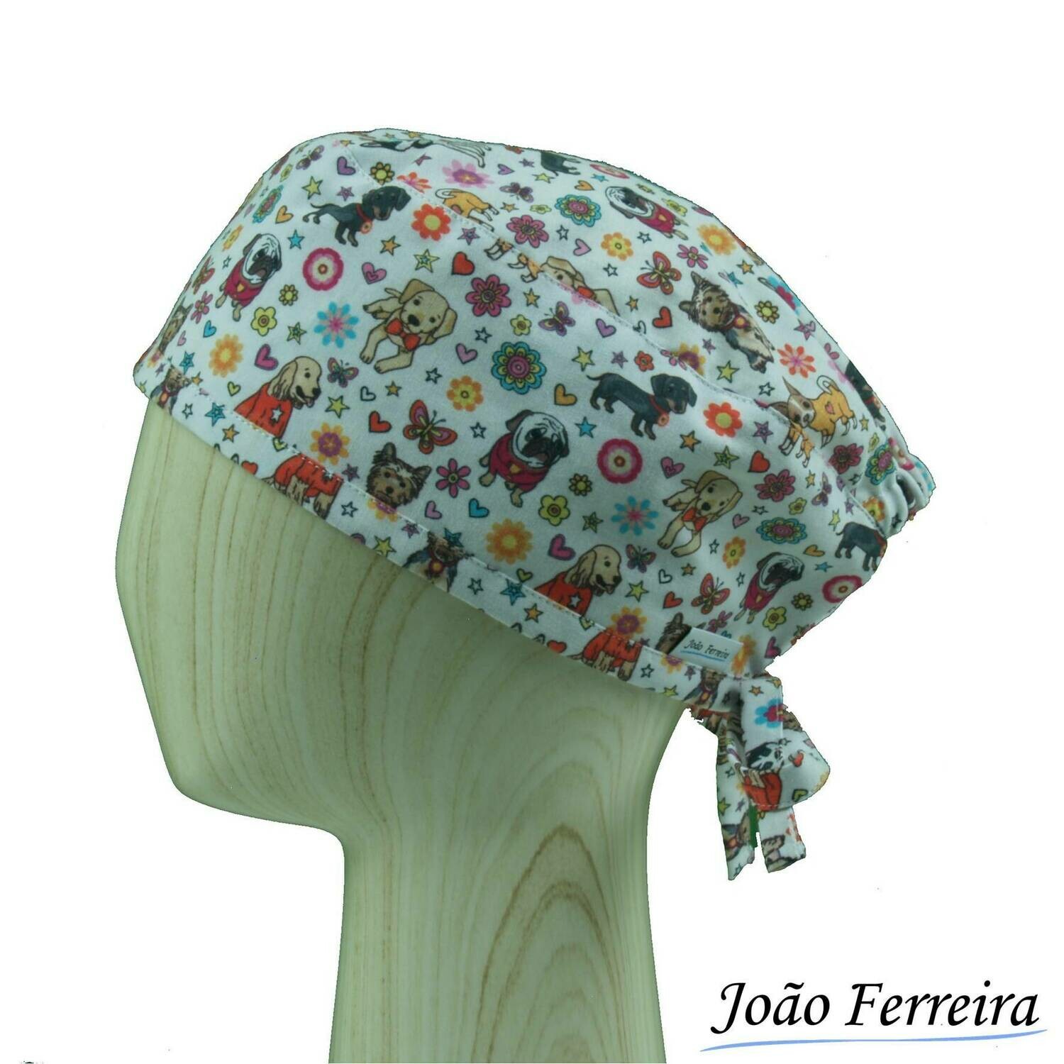 Gorro quirófano pelo corto Perritos flores