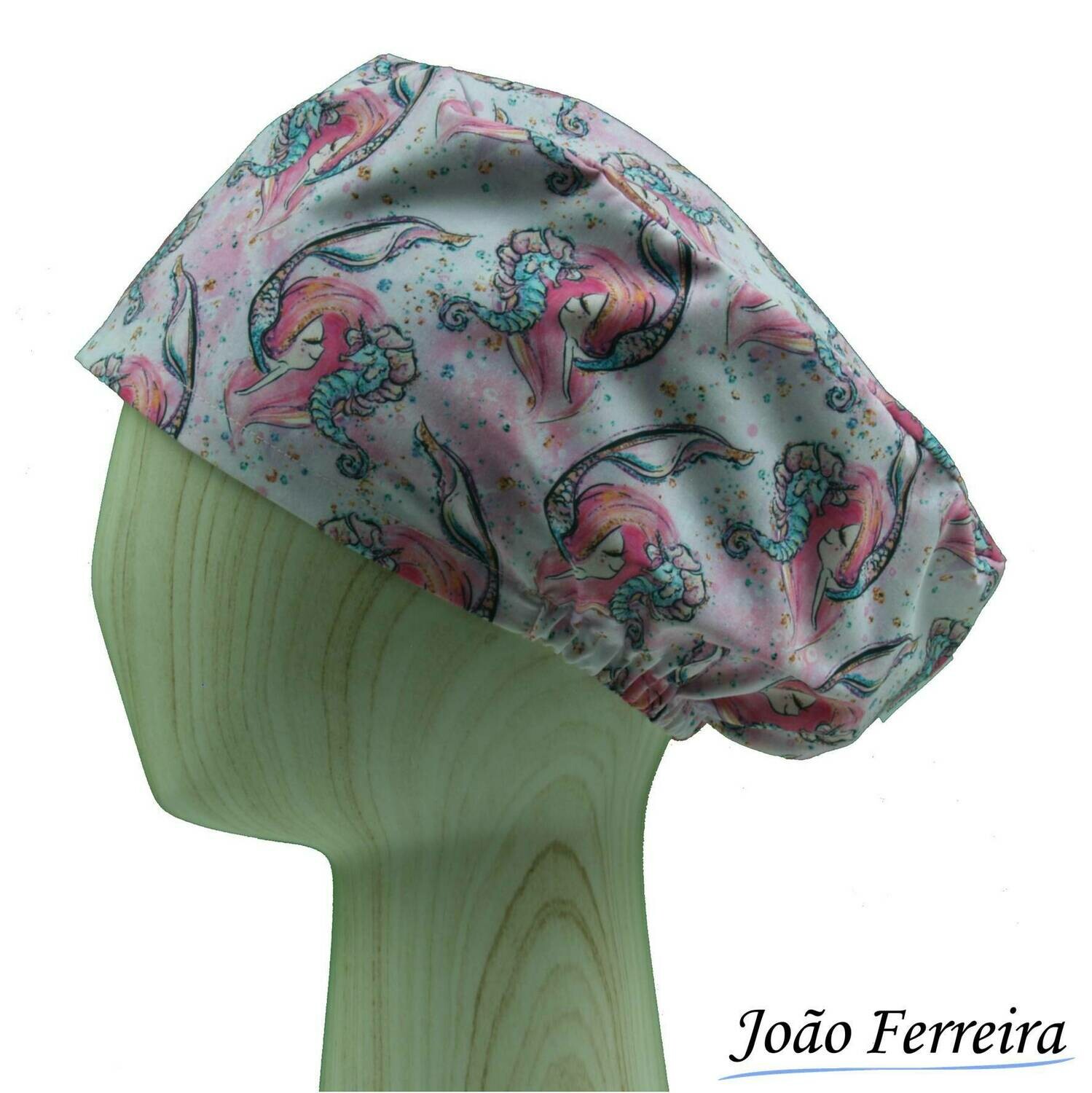 Gorro quirófano pelo largo Sirenas rosas