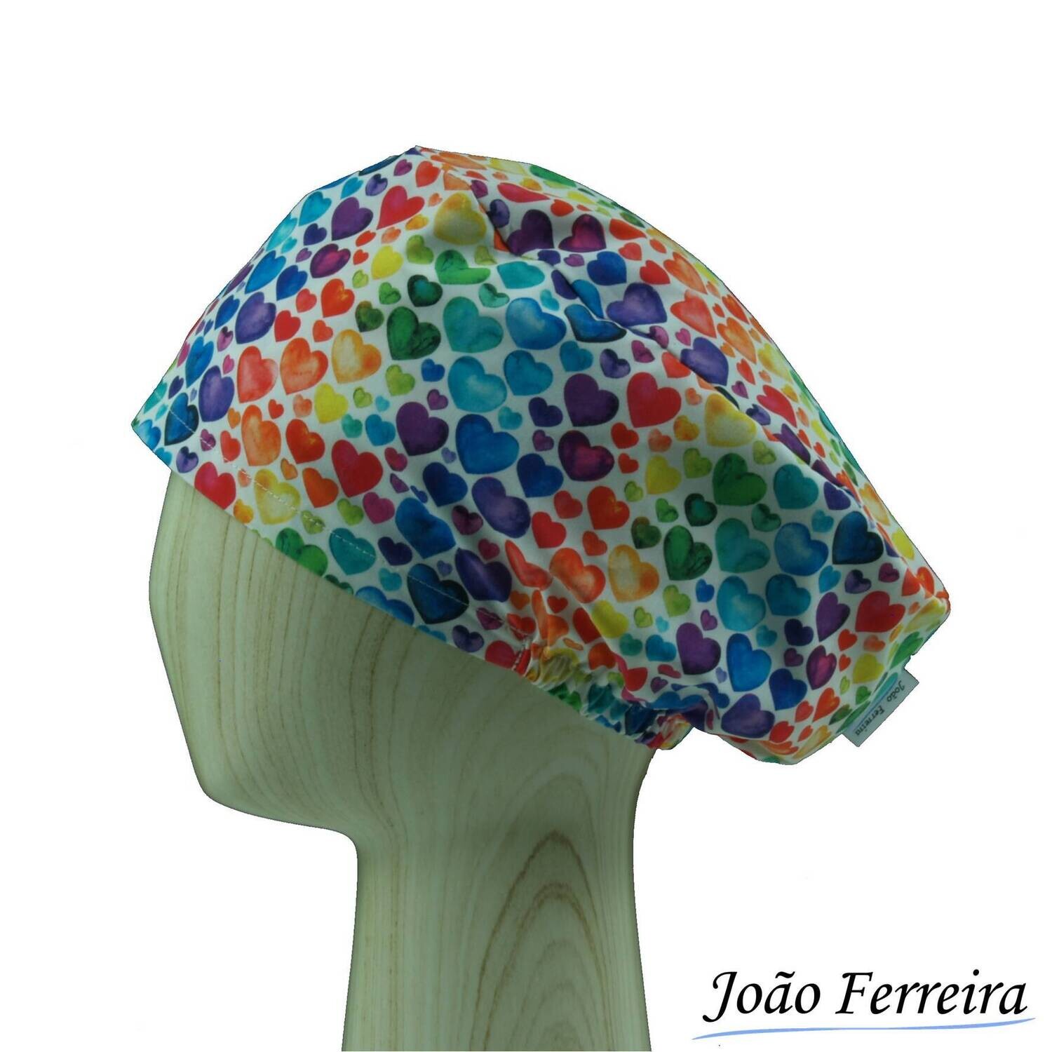 Gorro quirófano pelo largo Corazones arco iris