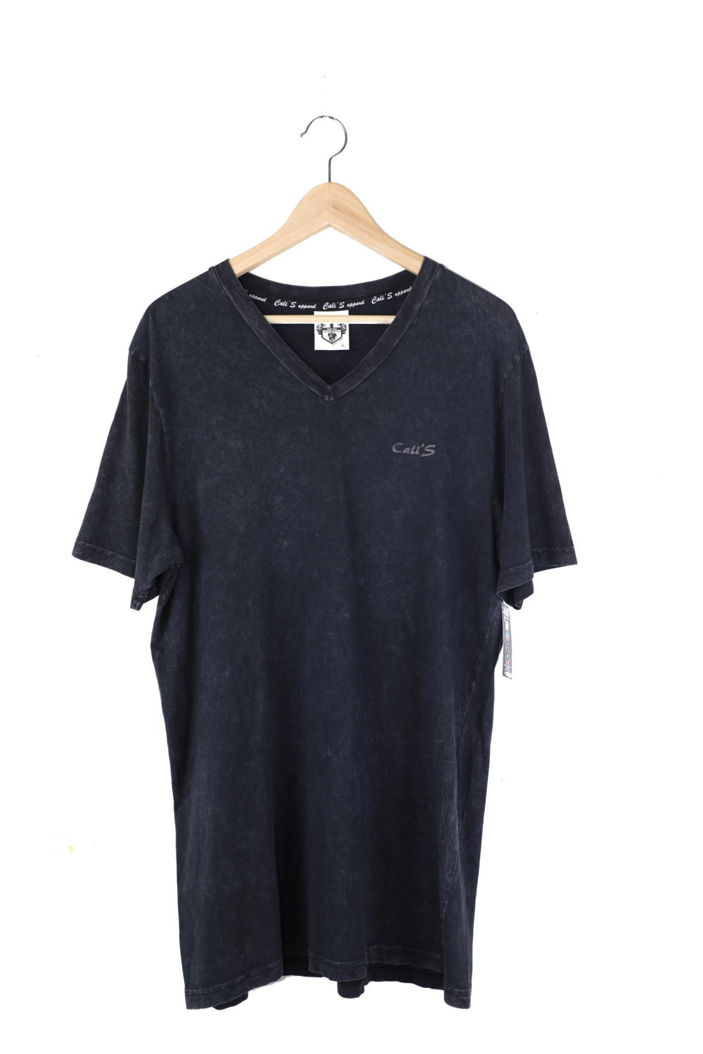 Cali's apparel Unisex Black Vneck Mineral Wash Tee Cali's apparel Unisex Black Vneck Mineral Wash Tee