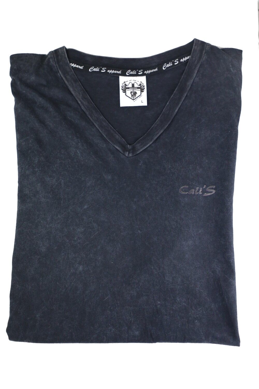 Cali's apparel Unisex Black Vneck Mineral Wash Tee Cali's apparel Unisex Black Vneck Mineral Wash Tee