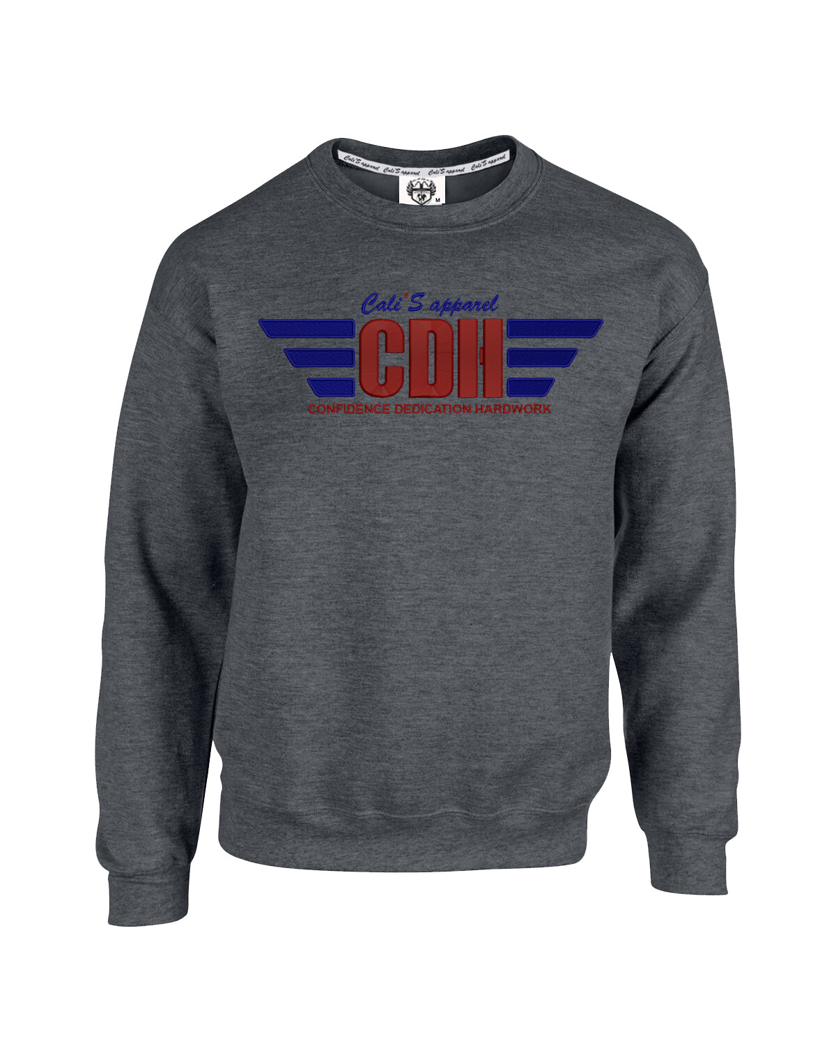 Grey Cali's apparel CDH Confidence/Dedication/Hardwork Wings Badge of Honor Unisex Crewneck Sweatshirt