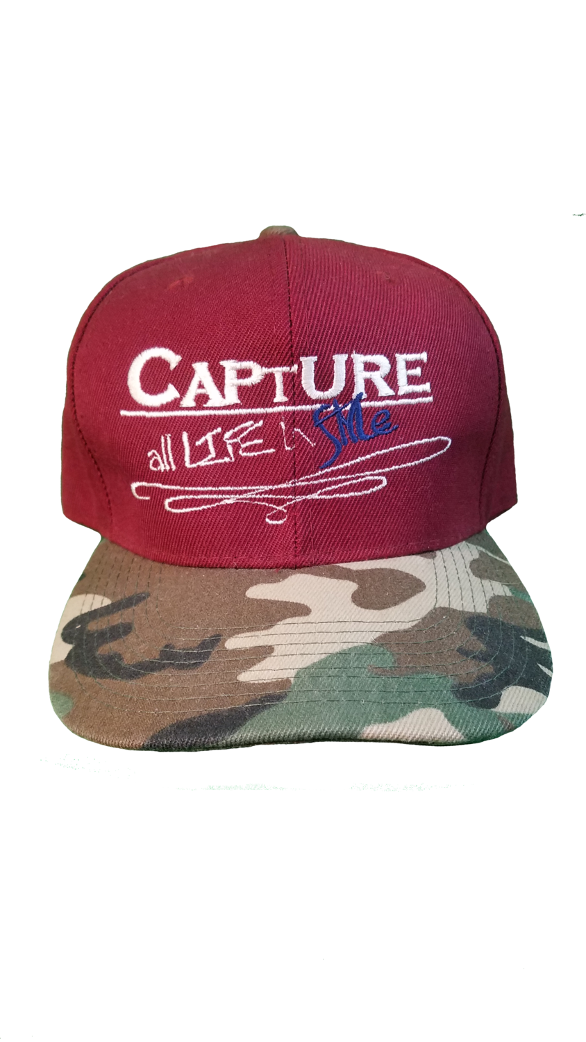 Cali's apparel Capture all Life in Style Signature Burgundy Camo Snapback