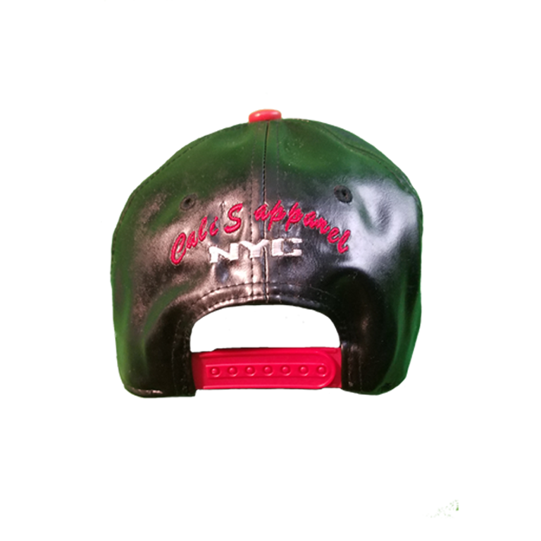 Cali's apparel STYLISH Faux Leather Snapback Black | Red