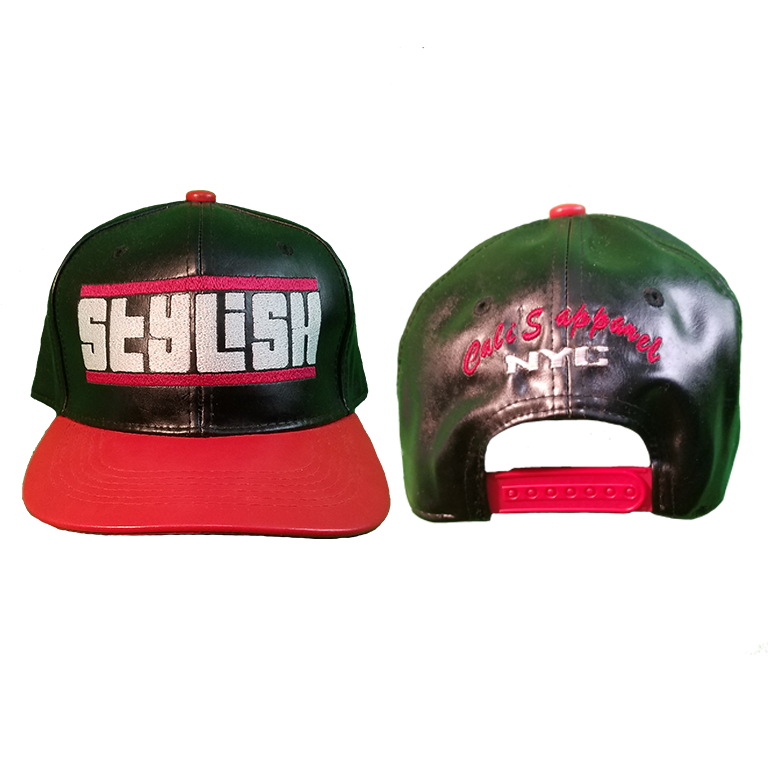Cali's apparel STYLISH Faux Leather Snapback Black | Red