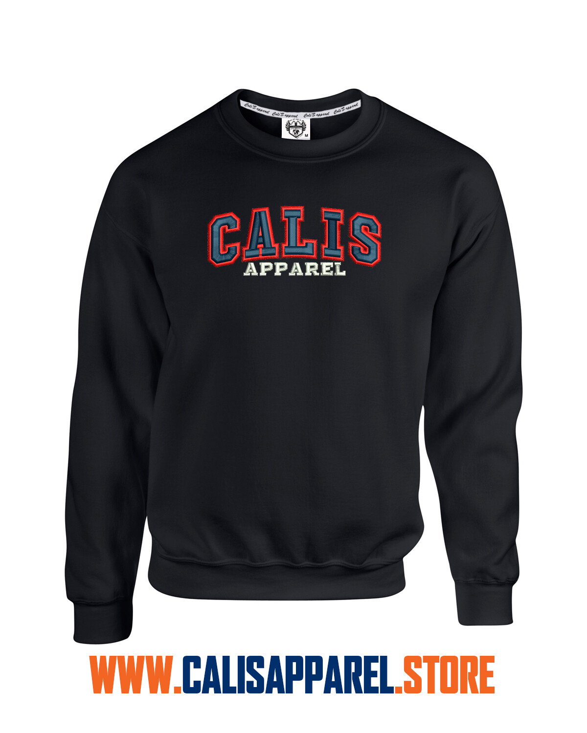 Cali's apparel Black/Orange/White Puff Unisex Crewneck Sweatshirt