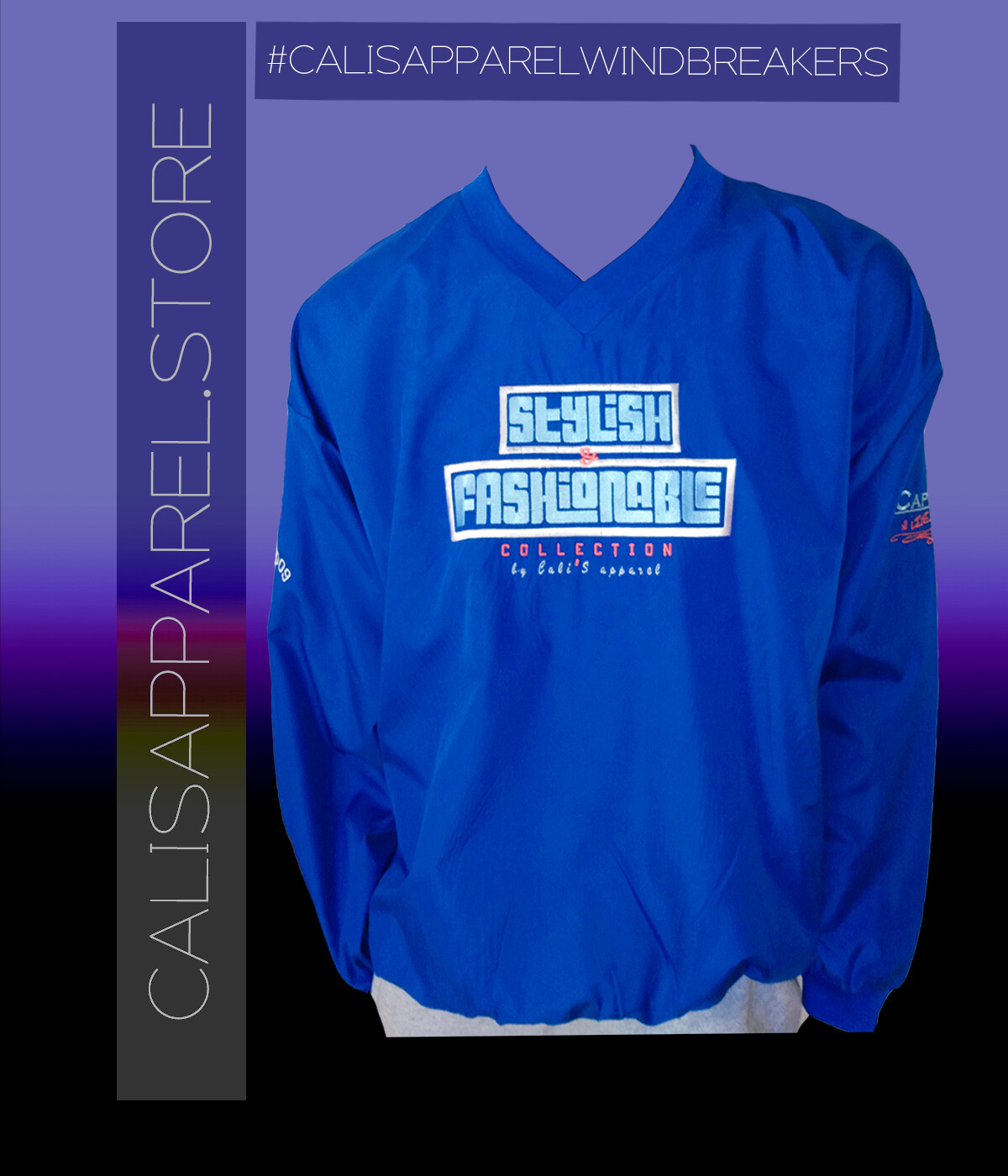 Cali's apparel Royal S&amp;F Unisex V Neck Pullover Windbreaker Jacket