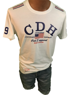 WHITE CDH ALL AMERICAN UNISEX CREWNECK TEE