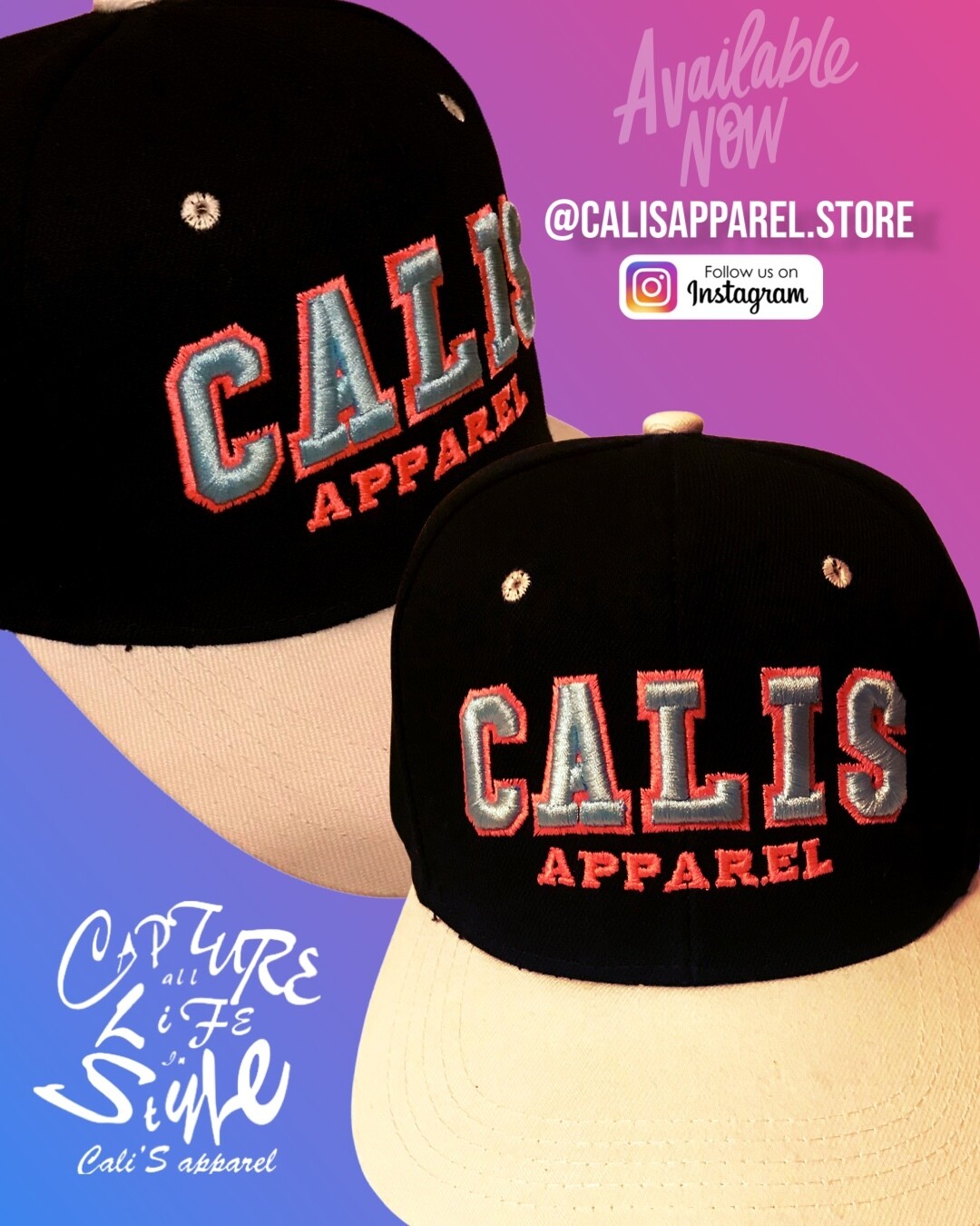 Cali's apparel 3D Puff Black/White Snapback