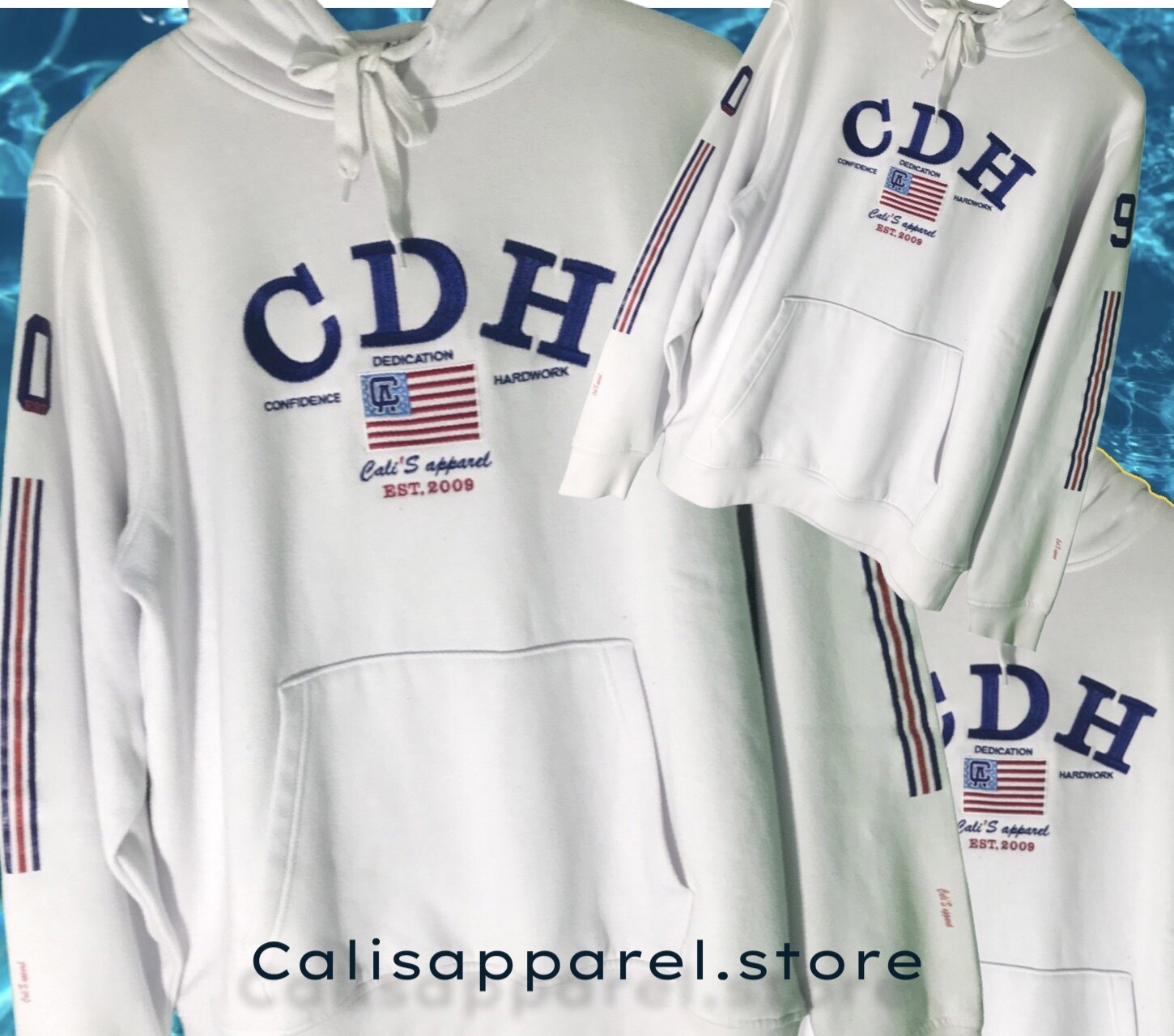 Cali's apparel NYC CDH WHITE Pull Over Hoodie