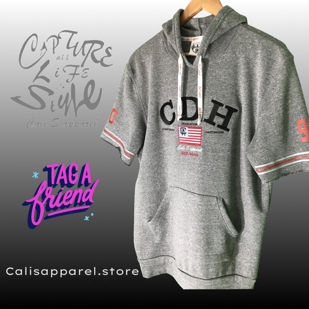 Cali's apparel NYC Unisex All American Heather Short sleeve CDH Hoodie Cali's apparel NYC Unisex All American Heather Short sleeve CDH Hoodie