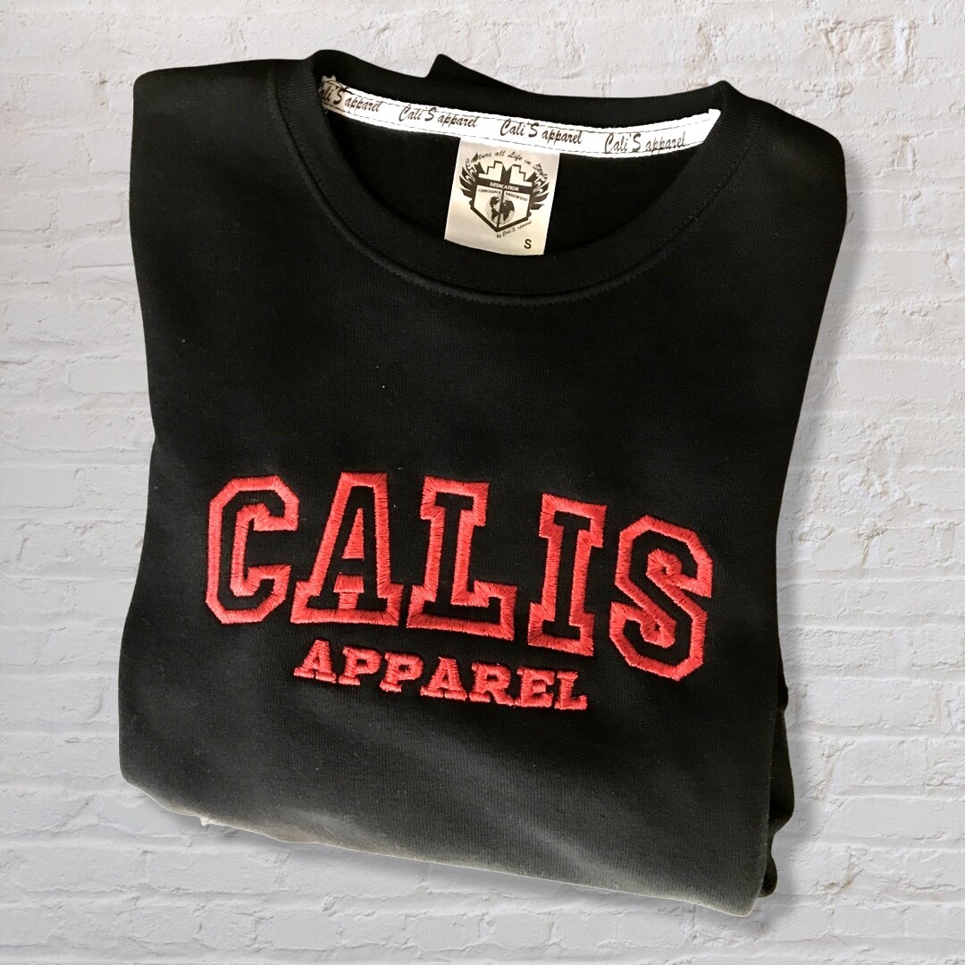 Cali's apparel Athletics  METALLIC RED THREADED Black Cropped Top Hoodie