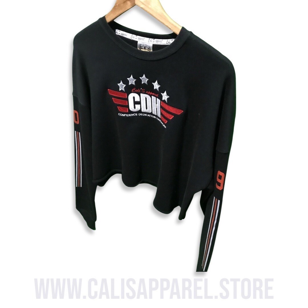 ​Cali's apparel 5 Star CDH BlackRed/White Cropped Top Hoodie