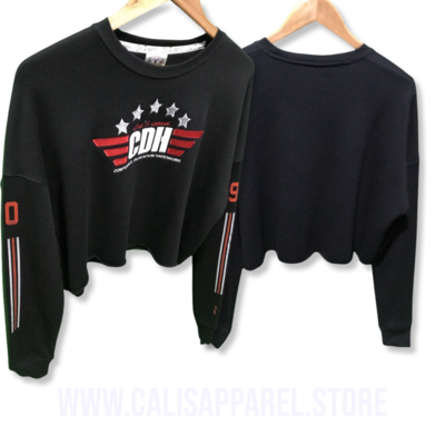 ​Cali's apparel 5 Star CDH BlackRed/White Cropped Top Hoodie